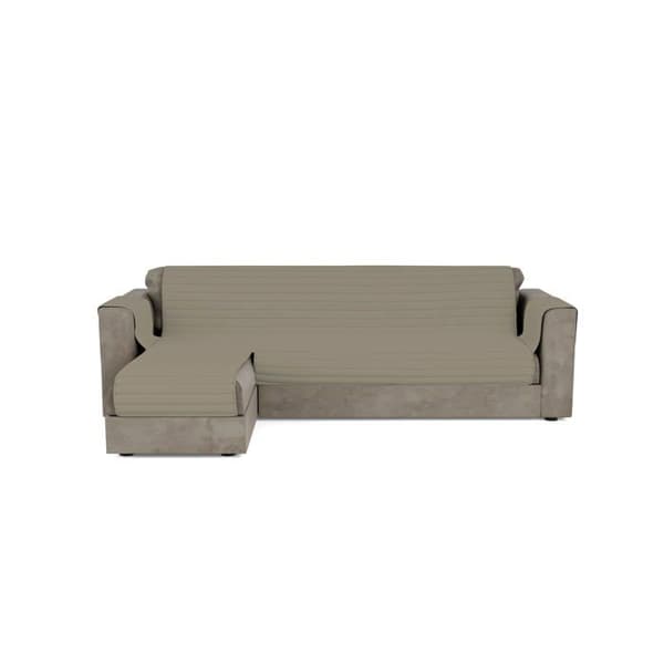 Mb home basic - CD-ola-tortora 290 - Trendigt vändbart sofföverdrag med halvö, Taupe, 290 cm