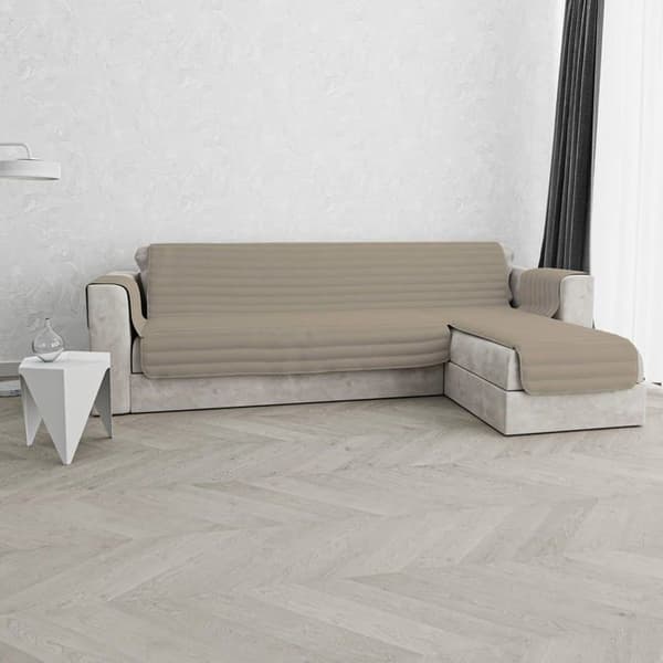 Mb home basic - CD-ola-tortora 290 - Trendigt vändbart sofföverdrag med halvö, Taupe, 290 cm