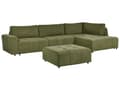 Miniatyrbilde 5 av 11: 4-seters hjørnesofa med fotskammel Grønn Polyesterstoff Venstrevendt Skjult oppbevaringsrom Sovefunksjon Moderne stil Stue Sovesofa