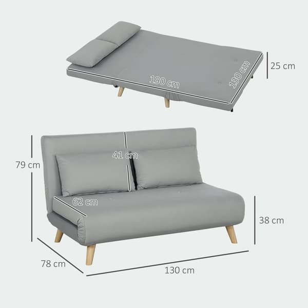 Vuodesohva, 130x78x79 cm, Sohva, 130x190x25 cm, Sänky, vaaleanharmaa
