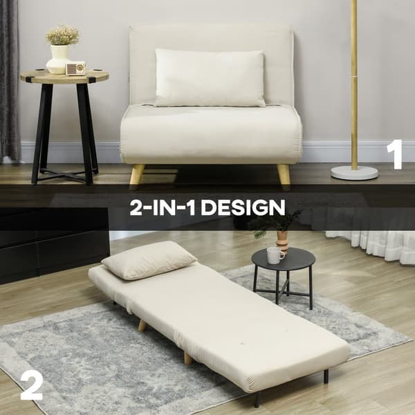 Nojatuoli vuoteella, 72x78x79 cm (sohva), 72x190x25 cm (sänky), beige