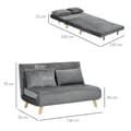 Miniatyrbillede 3 af 9: Sovesofa, 2-personers, 130x78x79 cm, Grå