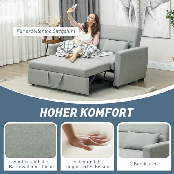 Sofaseng, 155x90x88.5 cm, Lysegrå
