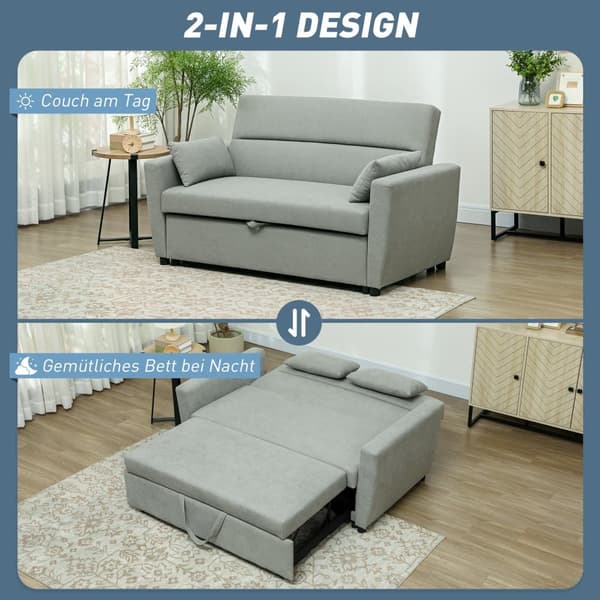 Sofaseng, 155x90x88.5 cm, Lysegrå