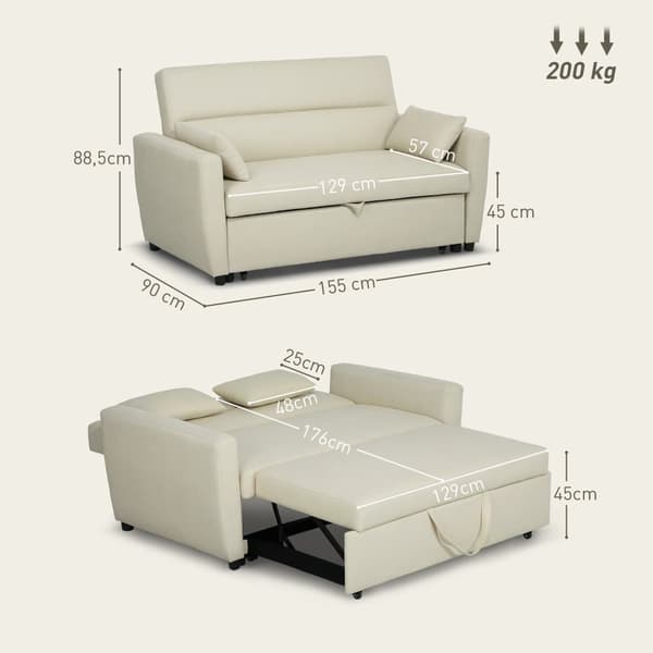 Sovesofa, 155x90x88.5 cm, Beige
