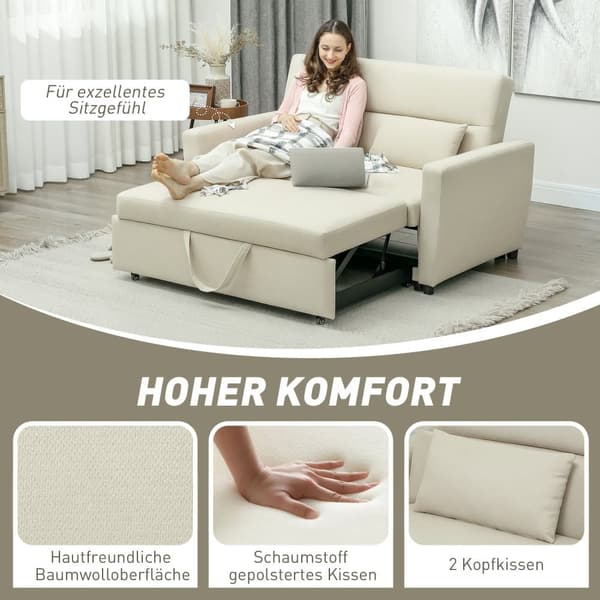 Sovesofa, 155x90x88.5 cm, Beige