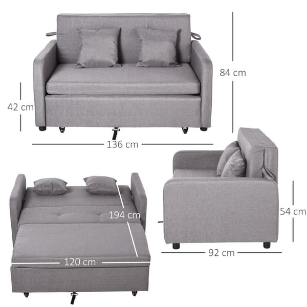 Bäddsoffa, 136x92x84 cm, Grå