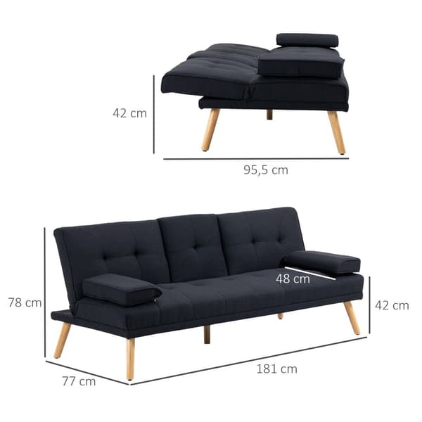 Bäddsoffa, 181x77x78 cm, Grå