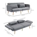 Miniatyrbillede 3 af 9: Tresæders Sofa med Sovefunktion, 170x83x80 cm, Grå