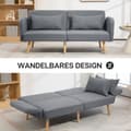Miniatyrbillede 4 af 9: Tresæders Sofa med Sovefunktion, 170x83x80 cm, Grå