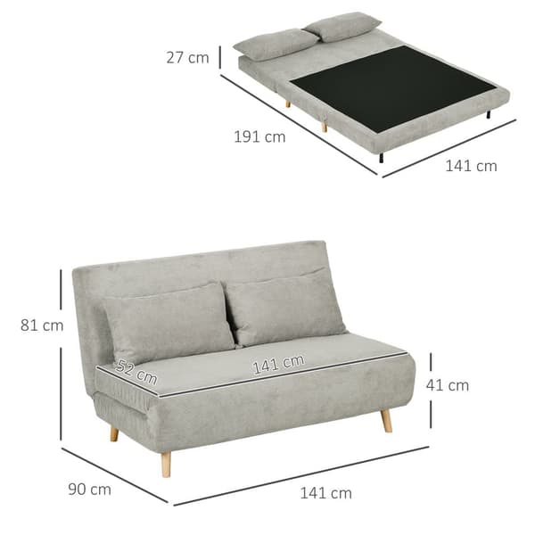 Sovesofa, 141x90x81 cm, Grå