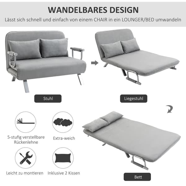 To-sæders sovesofa, 111x80x78 cm, Lysegrå