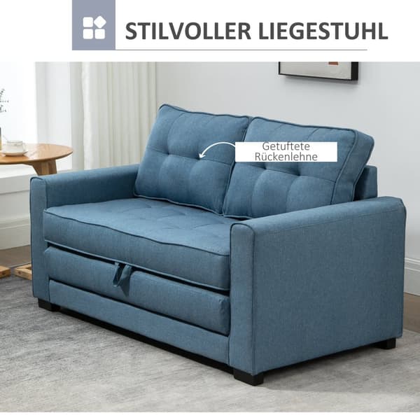 Sovesofa, 2-personers, 147.5x75x85 cm, Blå