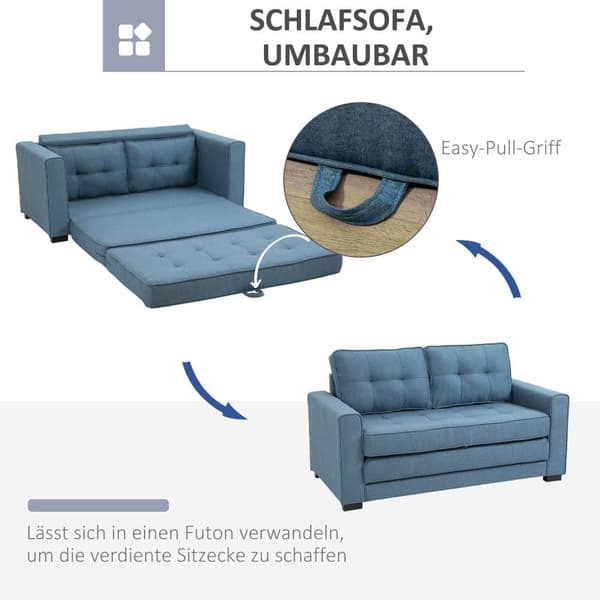 Sovesofa, 2-personers, 147.5x75x85 cm, Blå