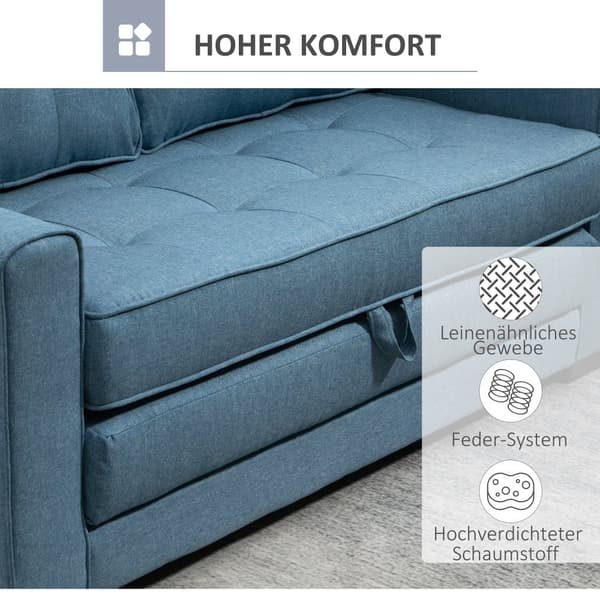 Sovesofa, 2-personers, 147.5x75x85 cm, Blå