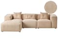 Miniatyrbilde 1 av 11: Høyre Hjørnesofa Beige 3-seter Kordfløyel Polstring Ekstra Spredte Puter Moderne Stil