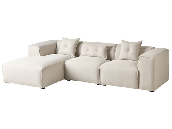 Høyre Hjørnesofa Lys Beige 3 Seter Polyester Polstring Ekstra Spredte Puter Moderne Stue