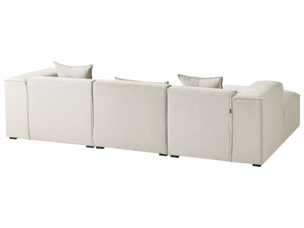 Høyre Hjørnesofa Lys Beige 3 Seter Polyester Polstring Ekstra Spredte Puter Moderne Stue