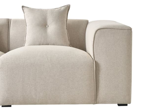 Høyre Hjørnesofa Lys Beige 3 Seter Polyester Polstring Ekstra Spredte Puter Moderne Stue