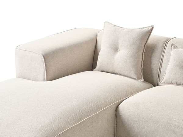 Høyre Hjørnesofa Lys Beige 3 Seter Polyester Polstring Ekstra Spredte Puter Moderne Stue