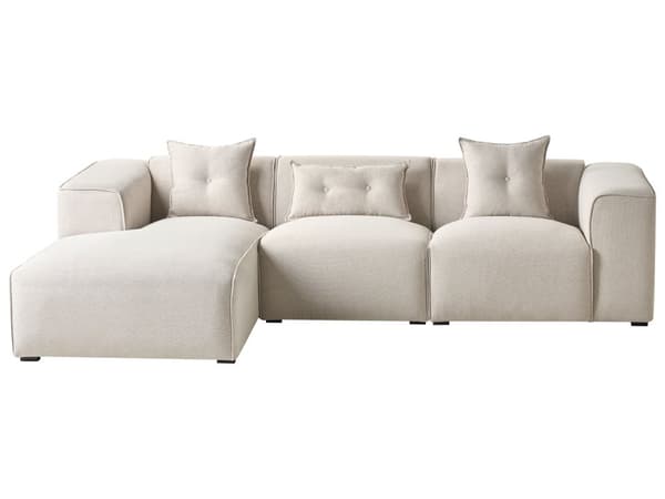 Høyre Hjørnesofa Lys Beige 3 Seter Polyester Polstring Ekstra Spredte Puter Moderne Stue