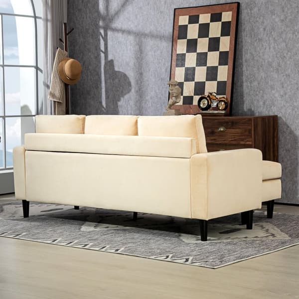 Rootz Modular Corner Soffa med avföring - Velvet Sofa Set - 3 -sits soffa - Elegant brun sammet - 186 cm x 121 cm x 82 cm