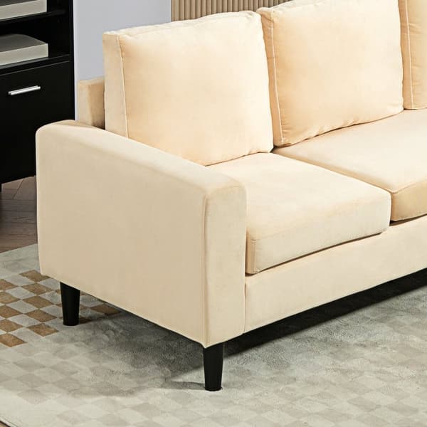 Rootz Modular Corner Soffa med avföring - Velvet Sofa Set - 3 -sits soffa - Elegant brun sammet - 186 cm x 121 cm x 82 cm