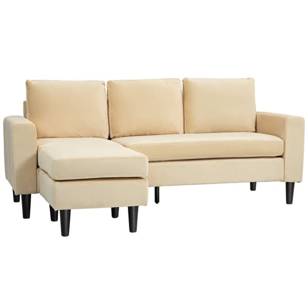Rootz Modular Corner Soffa med avföring - Velvet Sofa Set - 3 -sits soffa - Elegant brun sammet - 186 cm x 121 cm x 82 cm