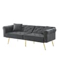 Miniatyrbillede 6 af 11: Moderne 2-personers fløjl sovesofa – justerbart ryglæn i 3 trin, guldfarvede metalben