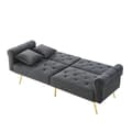 Miniatyrbillede 7 af 11: Moderne 2-personers fløjl sovesofa – justerbart ryglæn i 3 trin, guldfarvede metalben