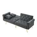 Miniatyrbillede 8 af 11: Moderne 2-personers fløjl sovesofa – justerbart ryglæn i 3 trin, guldfarvede metalben