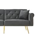 Miniatyrbillede 10 af 11: Moderne 2-personers fløjl sovesofa – justerbart ryglæn i 3 trin, guldfarvede metalben