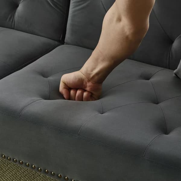 Moderne 2-personers fløjl sovesofa – justerbart ryglæn i 3 trin, guldfarvede metalben