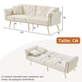 Miniatyrbillede 3 af 11: Moderne 2-personers fløjlssovesofa – justerbart ryglæn i 3 trin og guldfarvede metalben – kompakt, stilfuld og perfekt til små rum