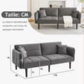 Miniatyrbild 4 av 11: 2-i-1 justerbar bäddsoffa – 2-sits i sammet med fällbara armstöd & sovfunktion – kompakt soffa för små utrymmen