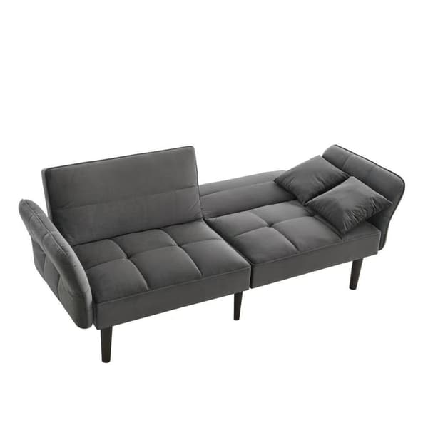 2-i-1 justerbar bäddsoffa – 2-sits i sammet med fällbara armstöd & sovfunktion – kompakt soffa för små utrymmen