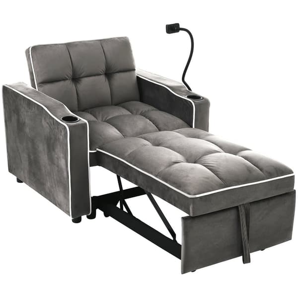 3-in-1 ulosvedettävä yhden hengen vuodesohva – mukinpidikkeellä ja siirrettävällä pidikkeellä, kokoontaitettava nojatuoli/Schlaf-tuoli, 83×167×76 cm