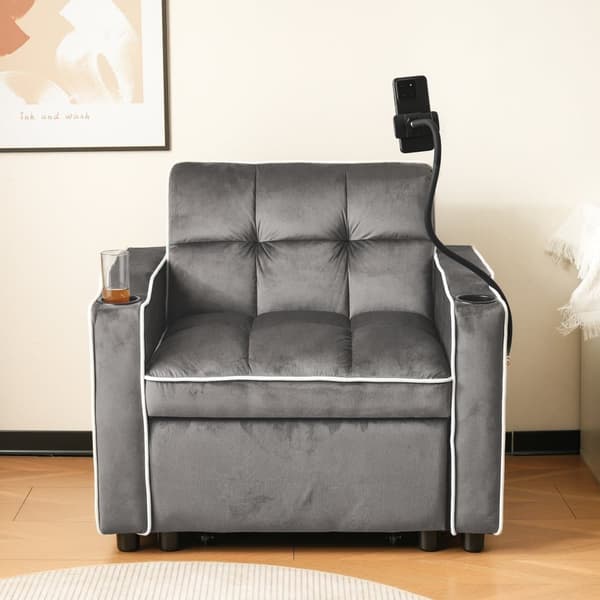 3-in-1 ulosvedettävä yhden hengen vuodesohva – mukinpidikkeellä ja siirrettävällä pidikkeellä, kokoontaitettava nojatuoli/Schlaf-tuoli, 83×167×76 cm