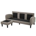Miniatyrbild 8 av 11: L-formad hörnsoffa med schäslong – 3-sits modulsoffa i bomull/linne – 166 x 118 x 77 cm – andningsbart tyg och plastben