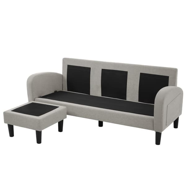 L-formad hörnsoffa med schäslong – 3-sits modulsoffa i andningsbart bomull/linne – 166 x 118 x 77 cm – plastben
