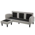 Miniatyrbild 7 av 11: L-formad hörnsoffa med schäslong – 3-sits modulsoffa i andningsbart bomull/linne – 166 x 118 x 77 cm – plastben