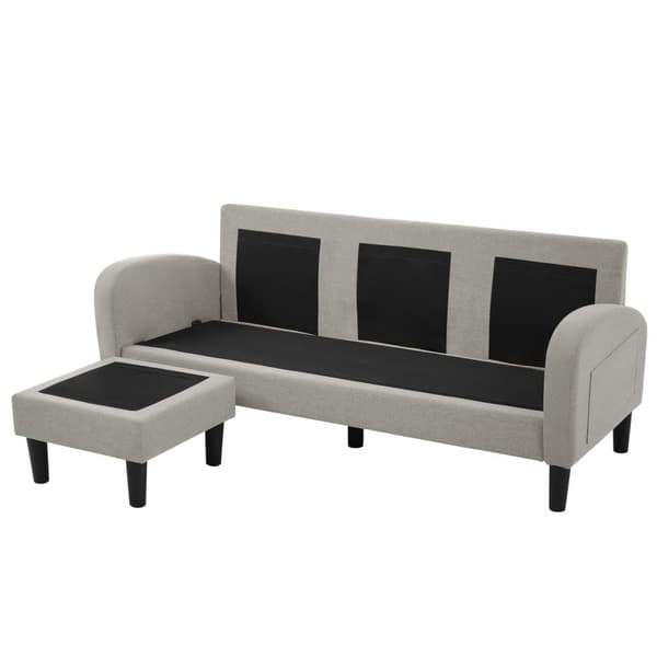 L-formad hörnsoffa med schäslong – 3-sits modulsoffa i andningsbart bomull/linne – 166 x 118 x 77 cm – plastben