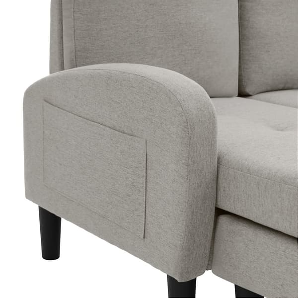 L-formad hörnsoffa med schäslong – 3-sits modulsoffa i andningsbart bomull/linne – 166 x 118 x 77 cm – plastben