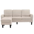 Miniatyrbild 4 av 11: L-formad hörnsoffa med schäslong – 3-sits soffa i andningsbart bomull/linne – 166 x 118 x 77 cm – moduldesign med plastben