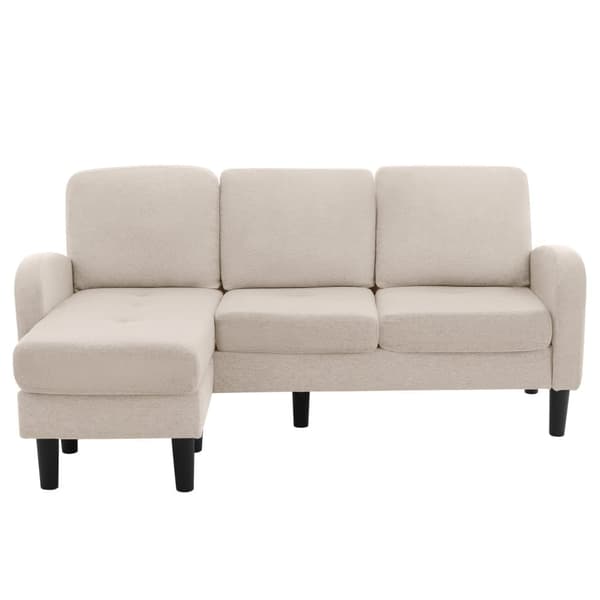L-formad hörnsoffa med schäslong – 3-sits soffa i andningsbart bomull/linne – 166 x 118 x 77 cm – moduldesign med plastben