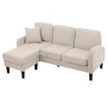 Miniatyrbild 5 av 11: L-formad hörnsoffa med schäslong – 3-sits soffa i andningsbart bomull/linne – 166 x 118 x 77 cm – moduldesign med plastben