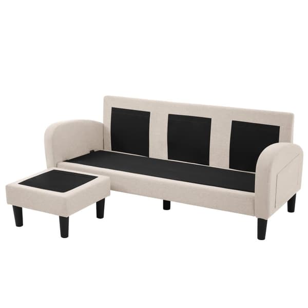 L-formad hörnsoffa med schäslong – 3-sits soffa i andningsbart bomull/linne – 166 x 118 x 77 cm – moduldesign med plastben