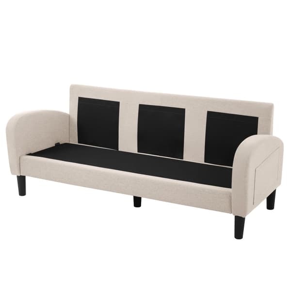 L-formad hörnsoffa med schäslong – 3-sits soffa i andningsbart bomull/linne – 166 x 118 x 77 cm – moduldesign med plastben