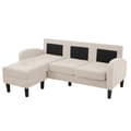 Miniatyrbild 10 av 11: L-formad hörnsoffa med schäslong – 3-sits soffa i andningsbart bomull/linne – 166 x 118 x 77 cm – moduldesign med plastben