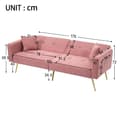 Miniatyrbillede 4 af 11: Sovesofa med justerbart ryglæn – med guldfarvede ben, hynder og sidelommer – sofa med sengefunktion og opbevaring